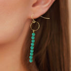 Gold Filled Beaded Dangle Earrings With Natural Quartz Stone