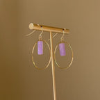 14K Gold Filled Natural Amethyst Hoop Dangle Earrings