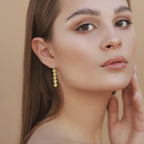 Sparkling Yellow Crystal Dangle Earrings With Silver Finish