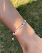 Silver Plated Adjustable Bracelet with Natural Amazonite Gemstone Extender